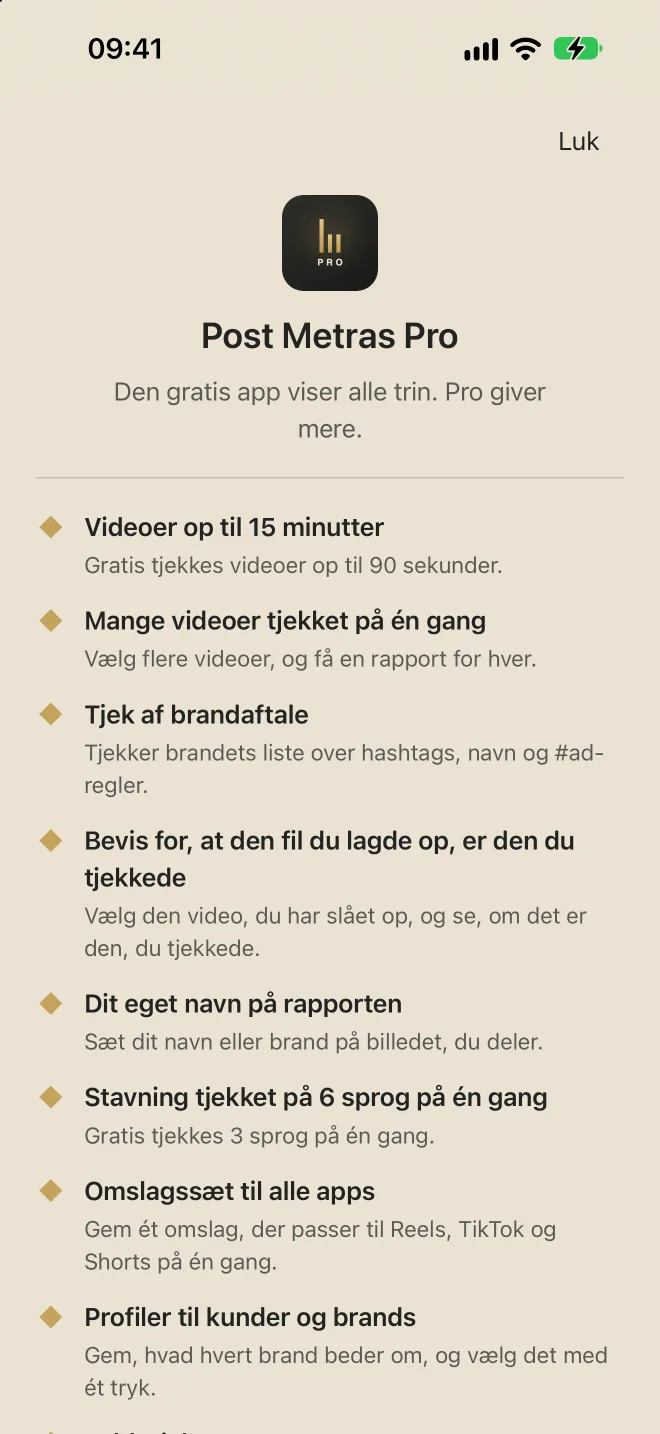 Post Metras Pro-skærm med fordelene