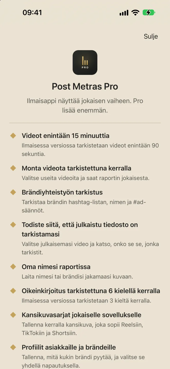 Post Metras Pro -näyttö etuineen