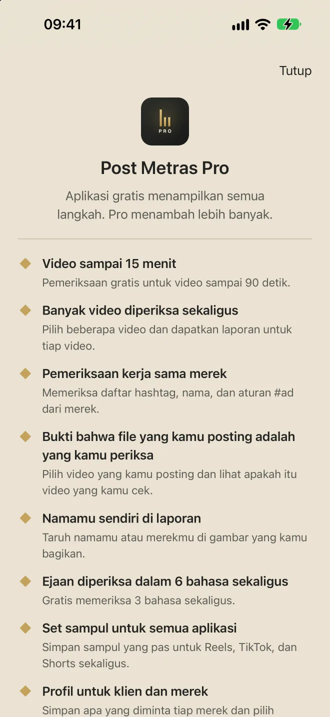 Layar Post Metras Pro dengan manfaatnya