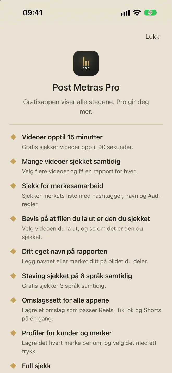 Post Metras Pro-skjerm med fordelene