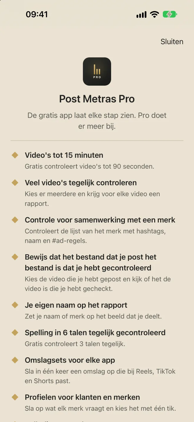 Post Metras Pro-scherm met de voordelen